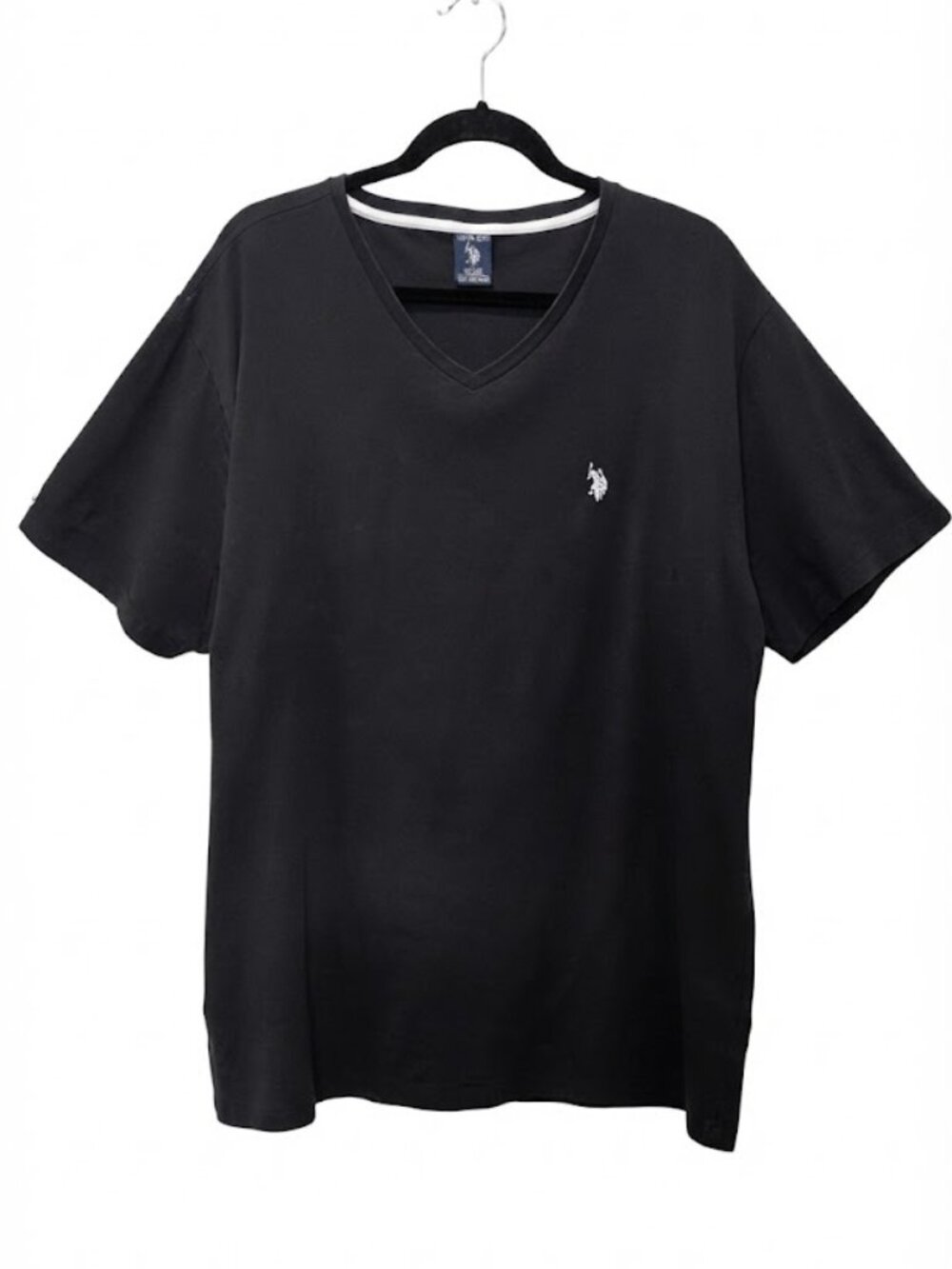 US Polo Assn Black Vneck Tshirt Mens Size XXL Cotton Stretch Short Sleeve Casual